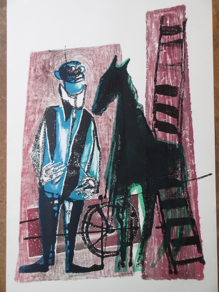 Dick Elffers, Man en paard, Kleurenlitho verkocht voor € 35!