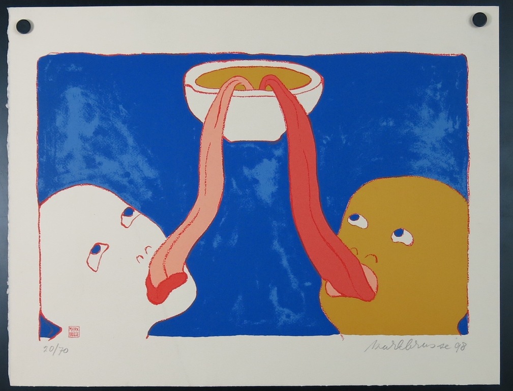 Mark Brusse: Litho, Twee figuren kopen? Bied vanaf 20!