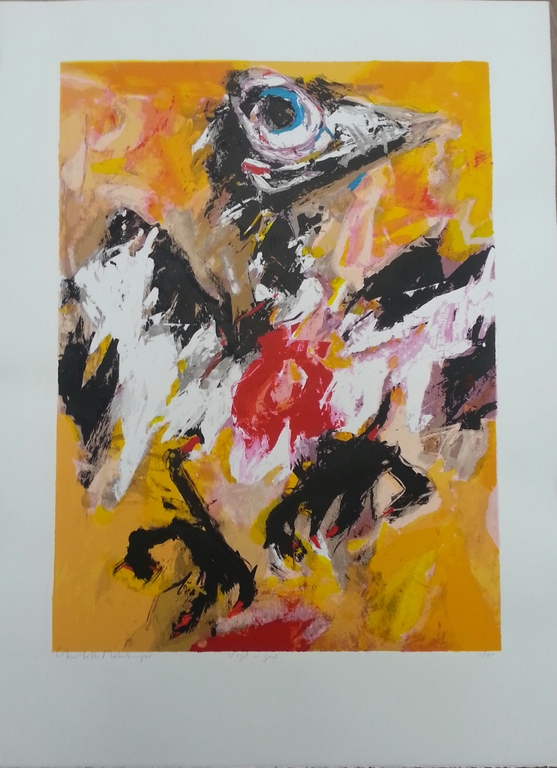 Charlotte Molenkamp, zeefdruk op papier, Titel: kopen? Bied vanaf 50!