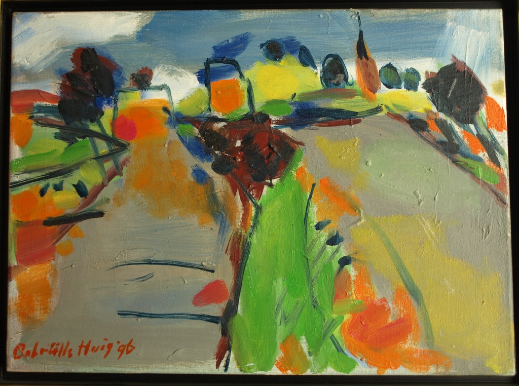 Gabriëlle Huig : Olieverf op doek , Landschap – gesigneerd & ingelijst –1996 kopen? Bied vanaf 1!
