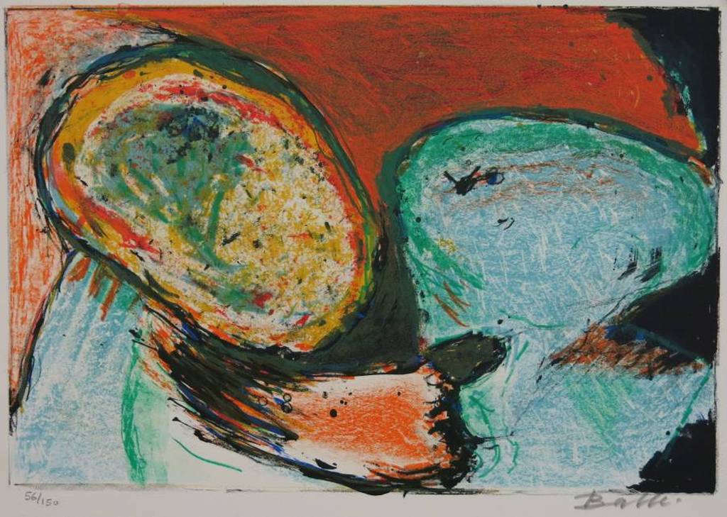 Mogens Balle: Kleurenlitho, Twee Figuren (CoBrA) verkocht voor € 120!