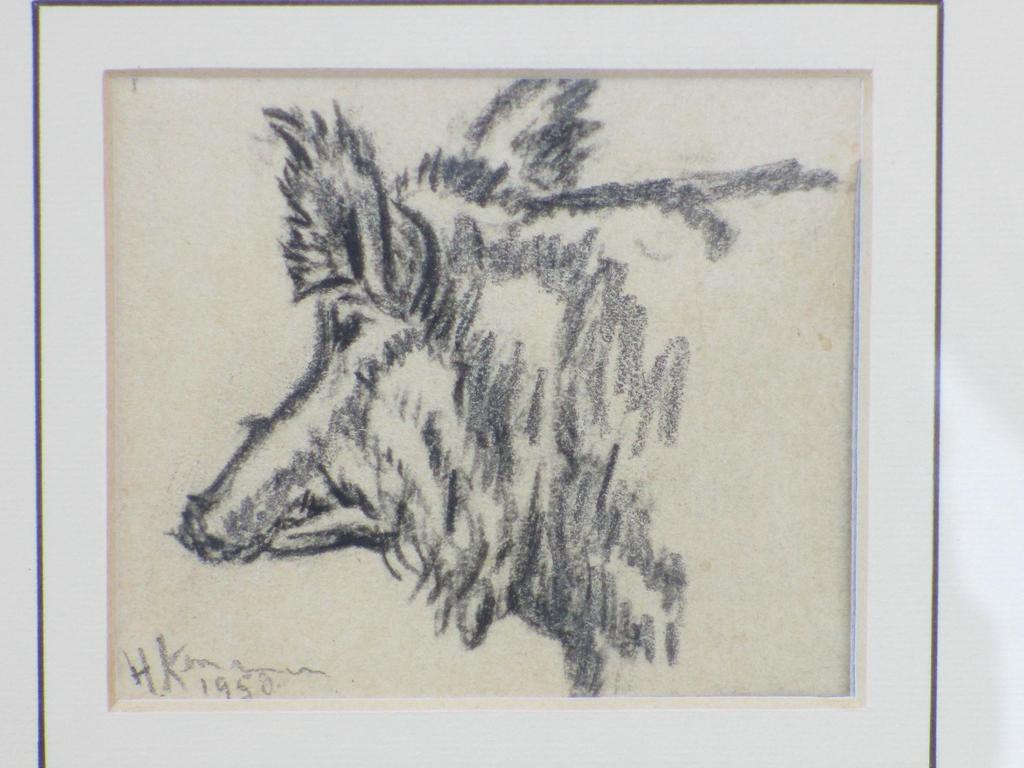 J.H.Kaemmerer, Wild Zwijn, Tekening kopen? Bied vanaf 1!
