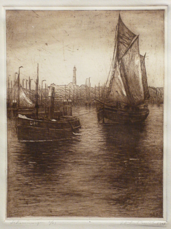 Joh. de Burck - ets - Haven van Scheveningen kopen? Bied vanaf 25!