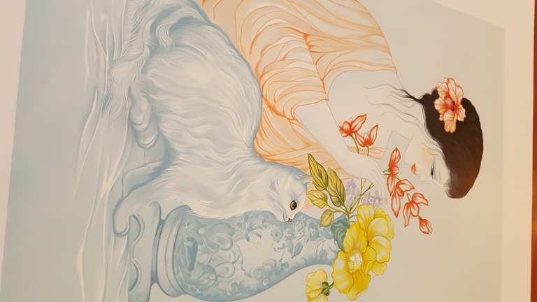 Jeune fille au chat et au vase blue - lithografie - gesigneerd en genummerd kopen? Bied vanaf 10!