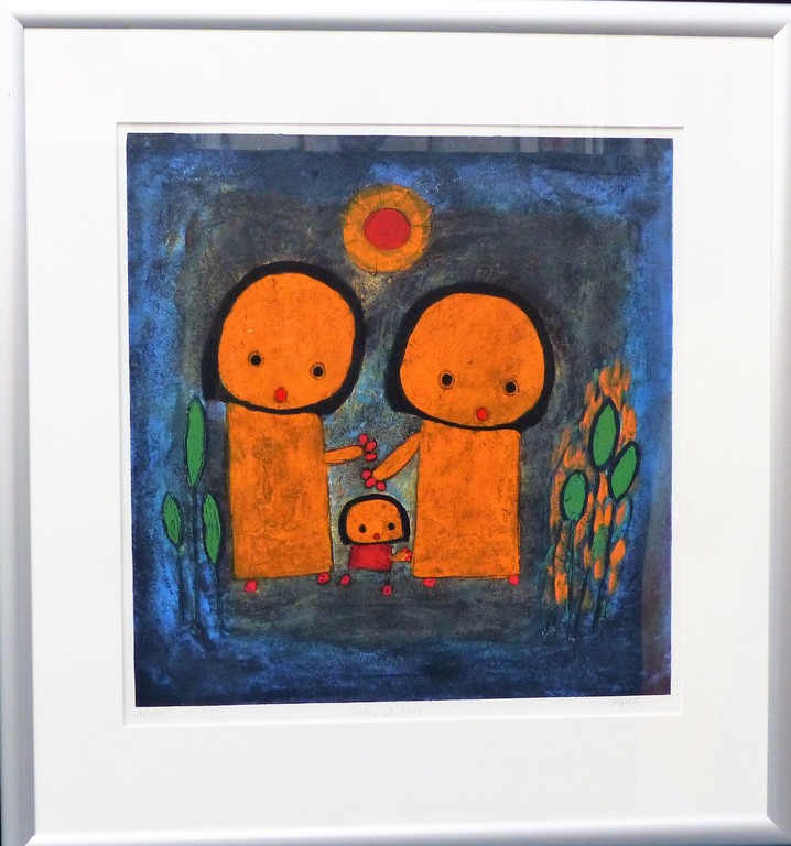 Vetere,Zeefdruk op papier,Solto il Sole,Ingelijst,Handgesigneerd verkocht voor € 100!