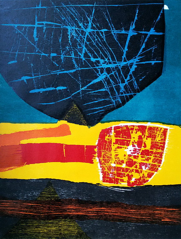 Guillaume Le Roy - Abstracte voorstelling, meerkleurige houtsnede kopen? Bied vanaf 115!