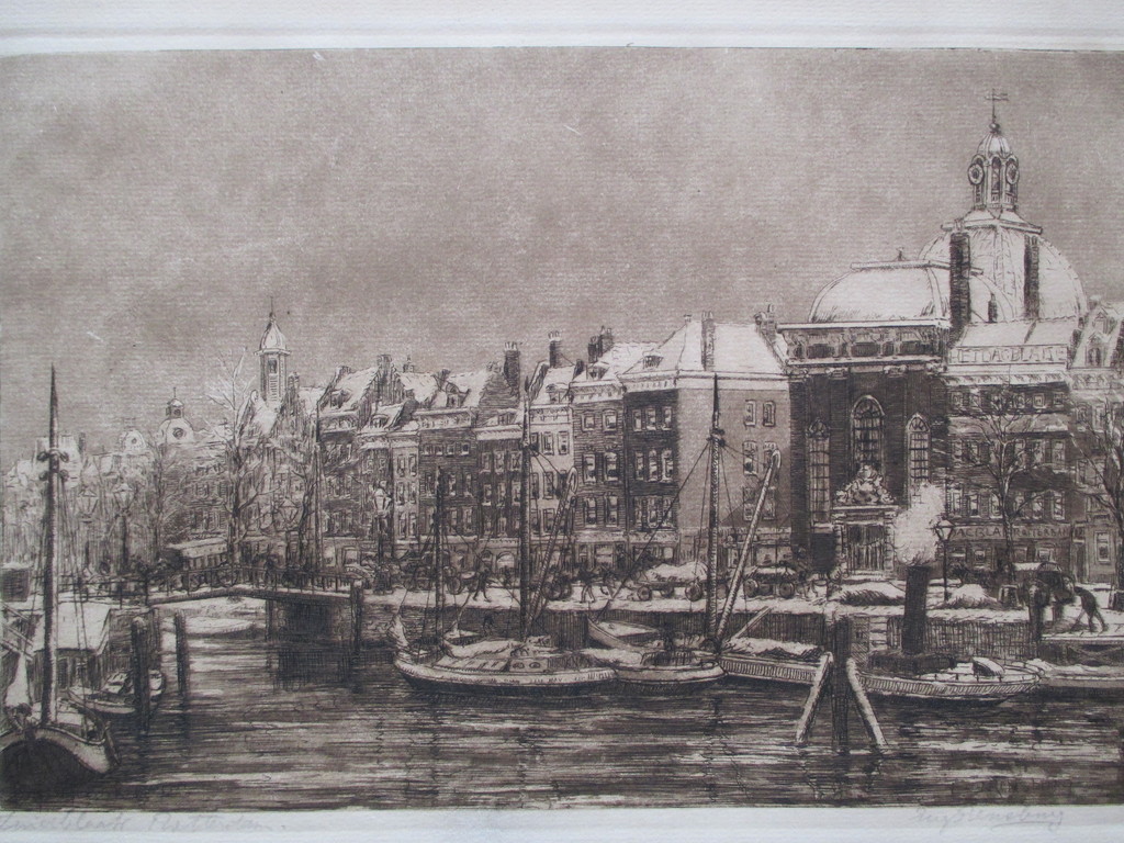 Eugene Rensburg, ets Zuidblaak Rotterdam, gesigneerd kopen? Bied vanaf 25!