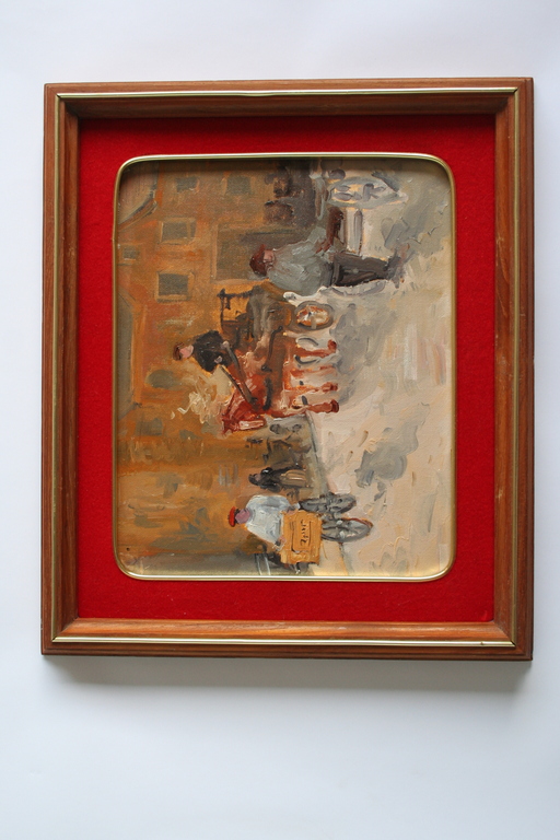 Marouflé olieverfschilderij, stads tafereel rond 1900 kopen? Bied vanaf 1!