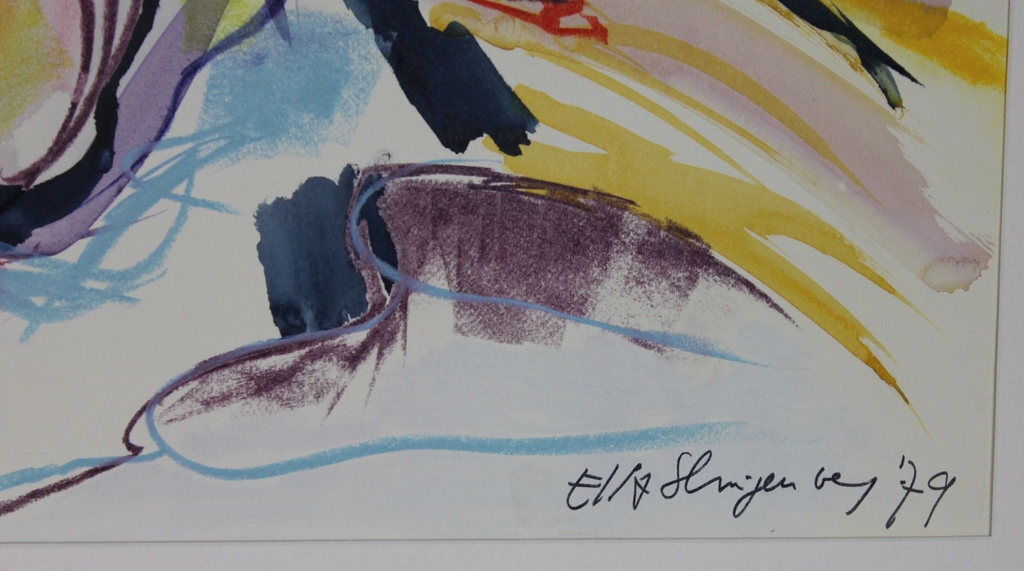 Elly Slingenberg Abstract- Acryl op papier, gesigneerd 1979 kopen? Bied vanaf 30!