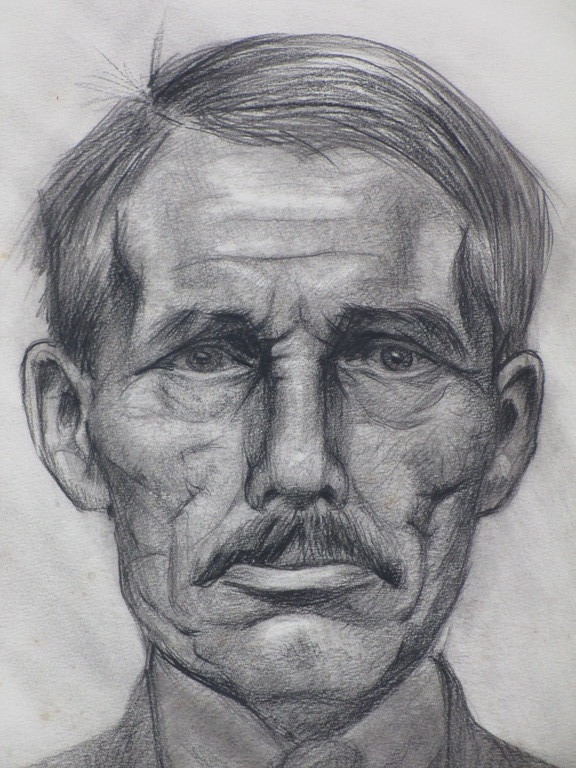 Louis Heymans, Mansportret (Zelfportret?), Tekening kopen? Bied vanaf 40!
