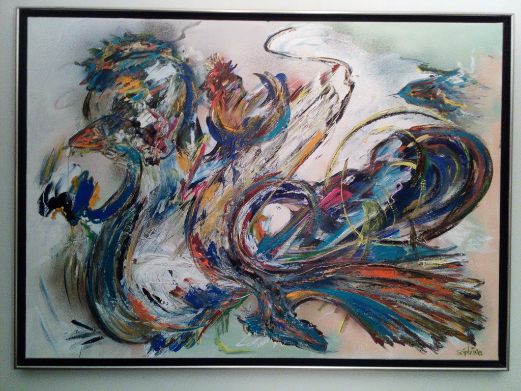Sephina Kersten, Acryl  op doek, Duckies Polonaise verkocht voor € 1150!