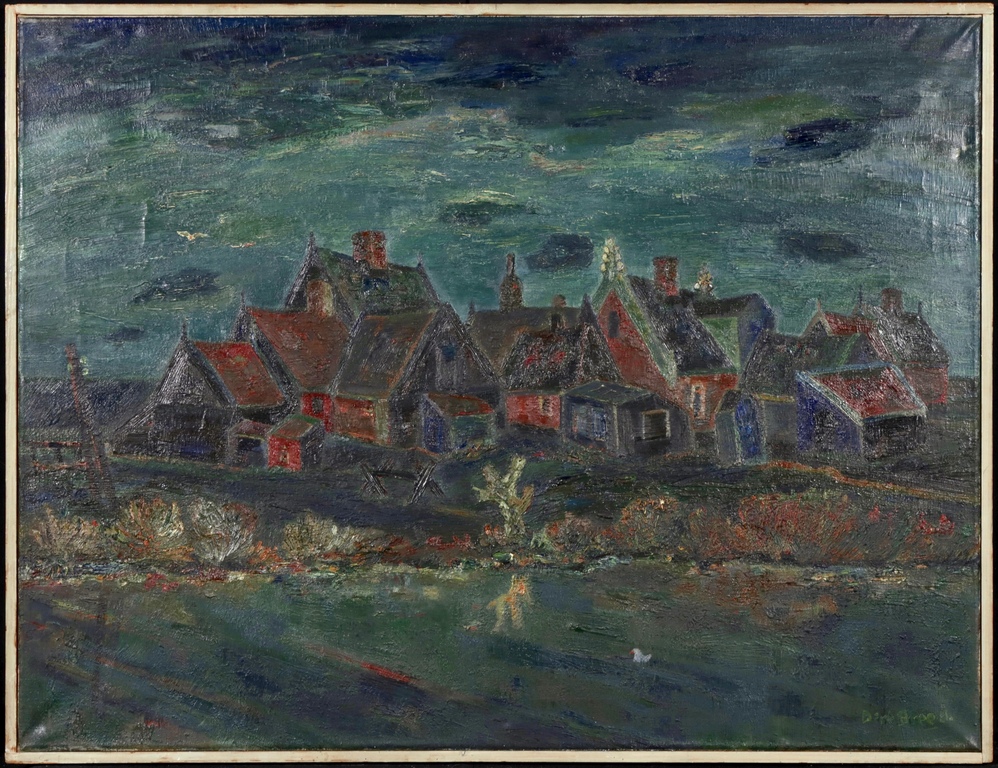 Dirk Breed: Olieverf op doek, Gezicht op Kolhorn - Ingelijst kopen? Bied vanaf 850!