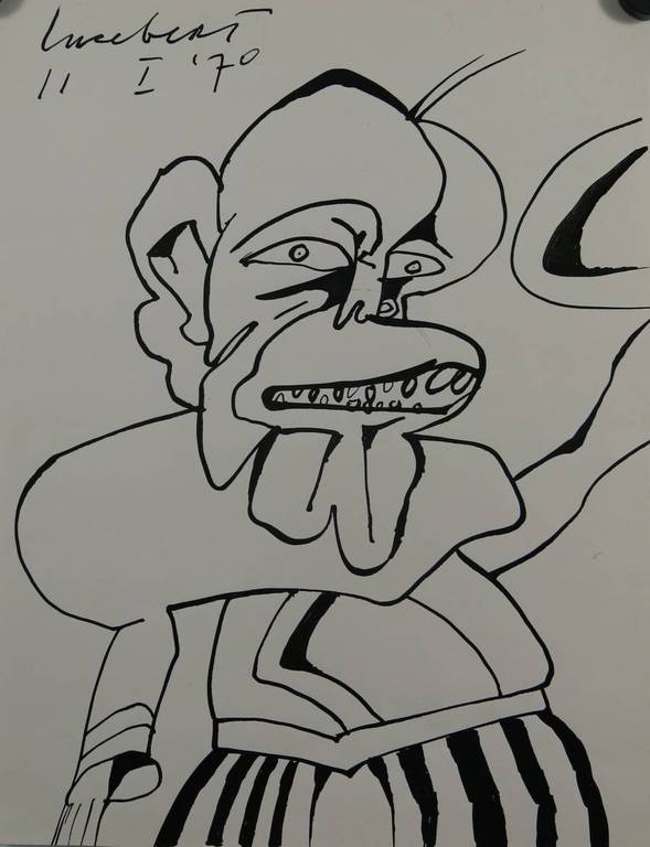 Lucebert: Pentekening, Clown verkocht voor € 250!