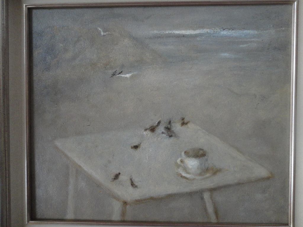 Theo Swagemakers - olieverf op board - tafeltje aan de kust (ta) kopen? Bied vanaf 225!