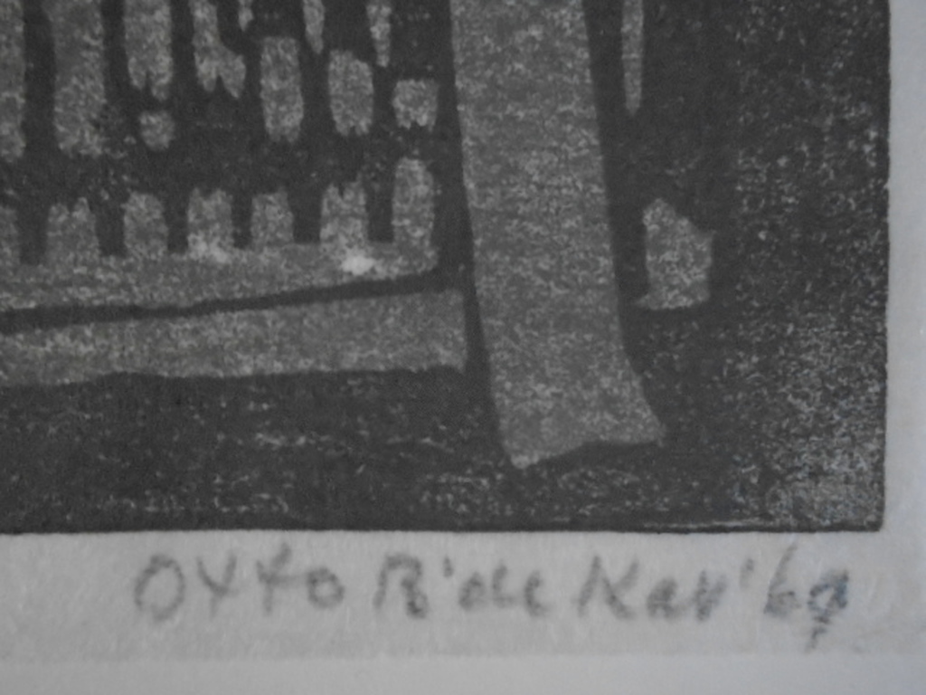 Otto B. de Kat - kleurenlinosnede - Dorpsplein St. Hippolyte kopen? Bied vanaf 65!