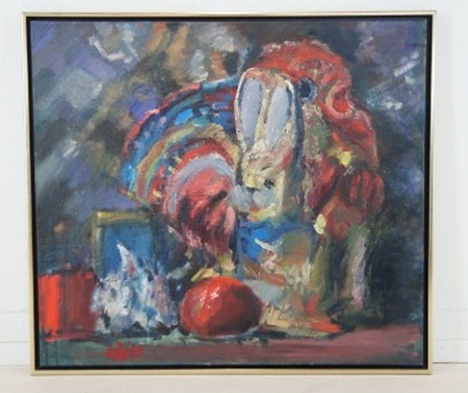 TOON DE HAAS olieverf "Haan en Haas" 1993 kopen? Bied vanaf 200!