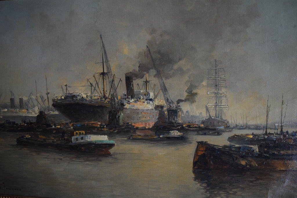 Havengezicht - olie op doek - gesigneerd verkocht voor € 400!