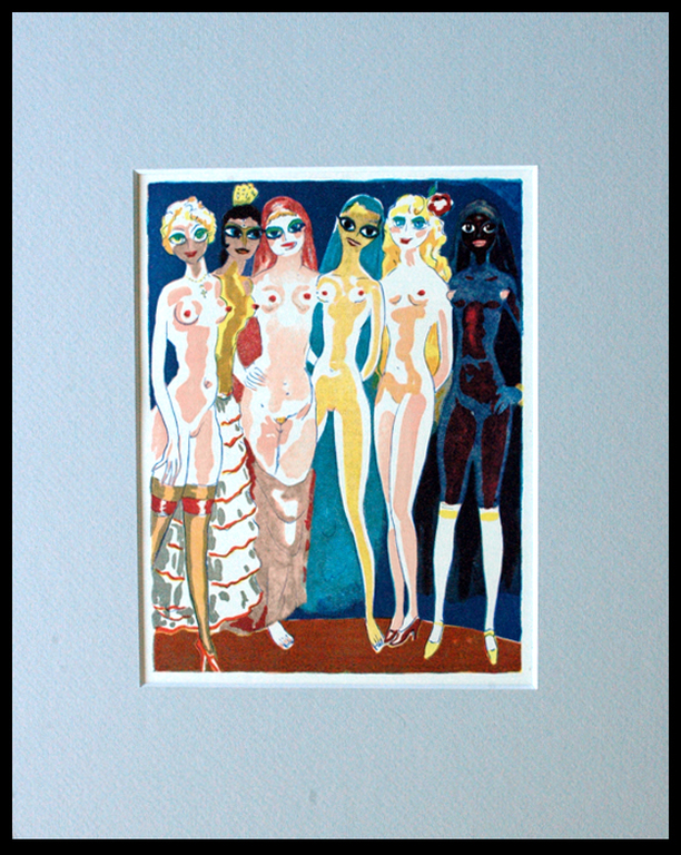 Kees van Dongen - Houtgravure 1955 - “ Les six Adolescentes ” - 1001 nacht kopen? Bied vanaf 75!
