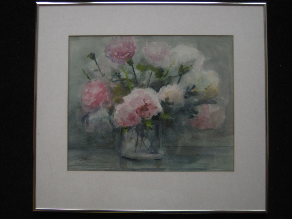 Knap impressionistisch aquarel "stilleven pioenrozen in glazen vaas" gesigneerd  kopen? Bied vanaf 1!