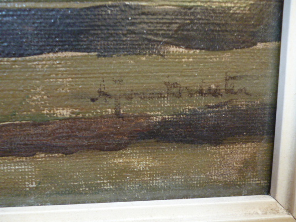 A.J. van Driesten - olieverf - Boerderij bij Veur kopen? Bied vanaf 350!