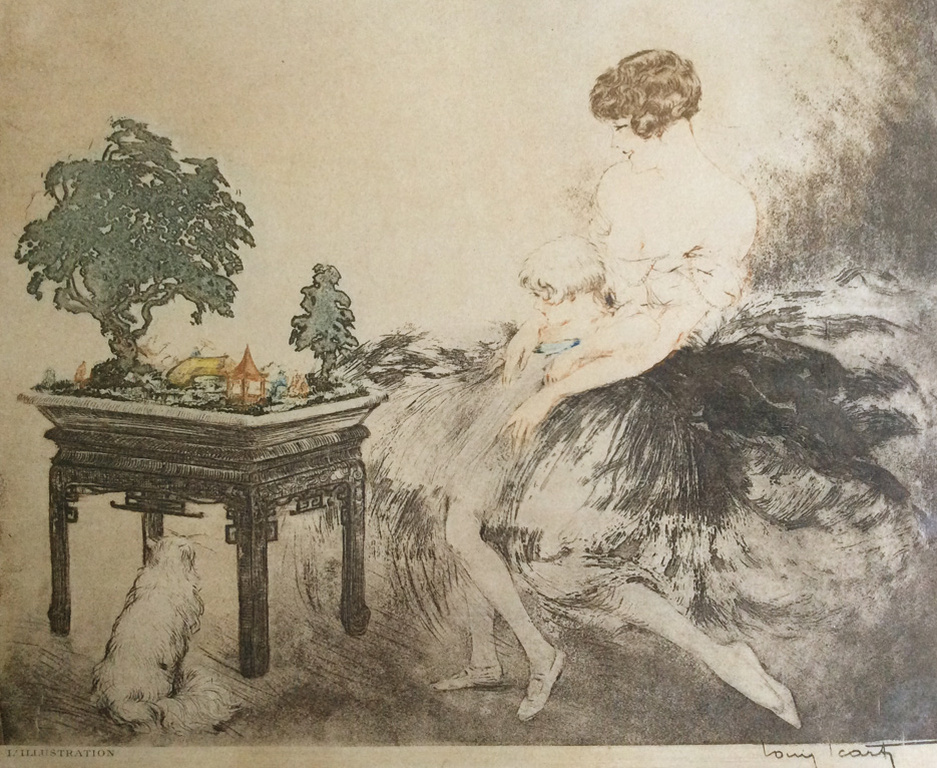Louis Icart - Le Jardin Japonais - ets, aquatint verkocht voor € 75!