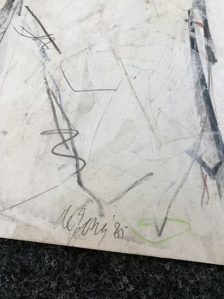 2 x Leo de Jong gemengde technieken op papier, gesigneerd. 1985 kopen? Bied vanaf 1!