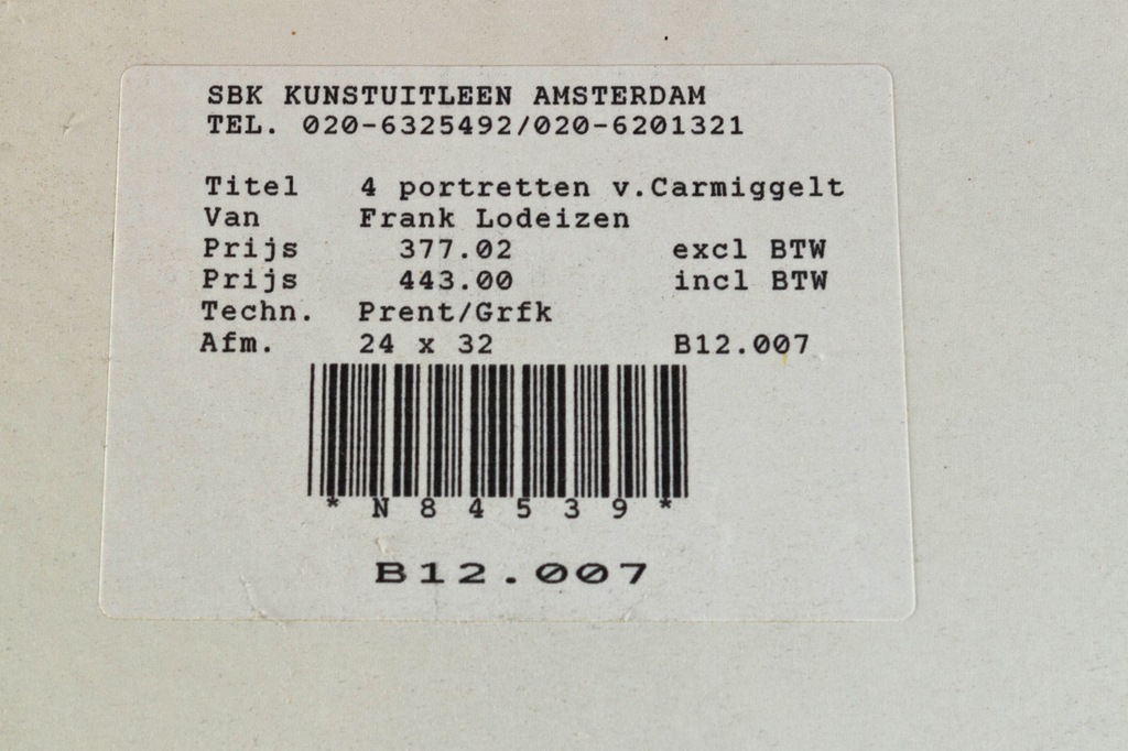 Frank Lodeizen: Ets, 4 portretten van Carmiggelt - Ingelijst kopen? Bied vanaf 20!