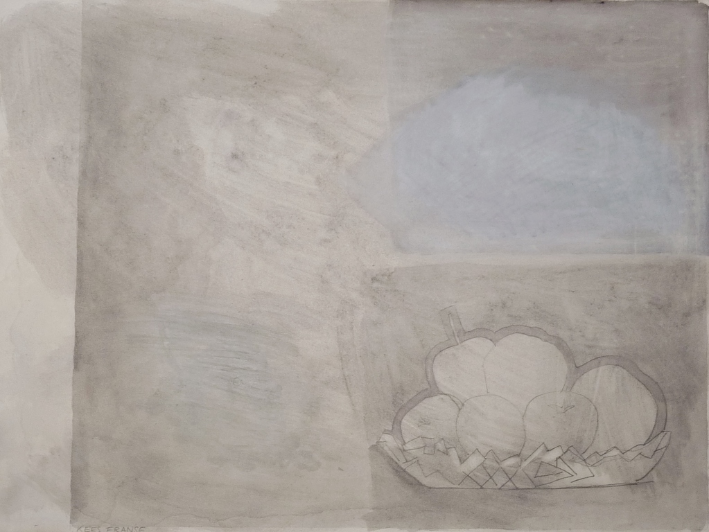 Kees Franse, Gem. techn.op papier - Fruitschaal - ges. verkocht voor € 75!