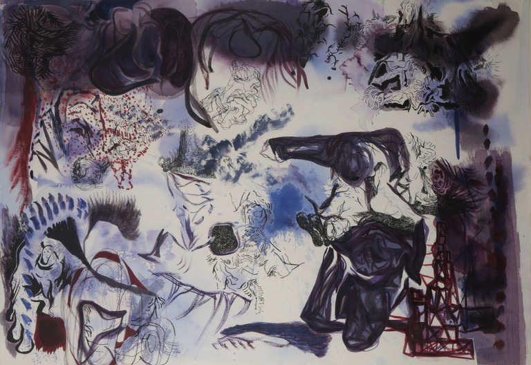 Ad van Campenhout: Aquarel en Oost-Indische inkt, Violet - Ingelijst (Groot) kopen? Bied vanaf 1!