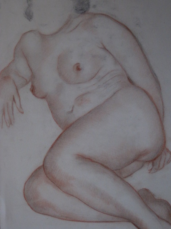 Gesigneerde roodkrijttekening "liggend vrouwelijk Naakt" door Frits Schiller kopen? Bied vanaf 1!