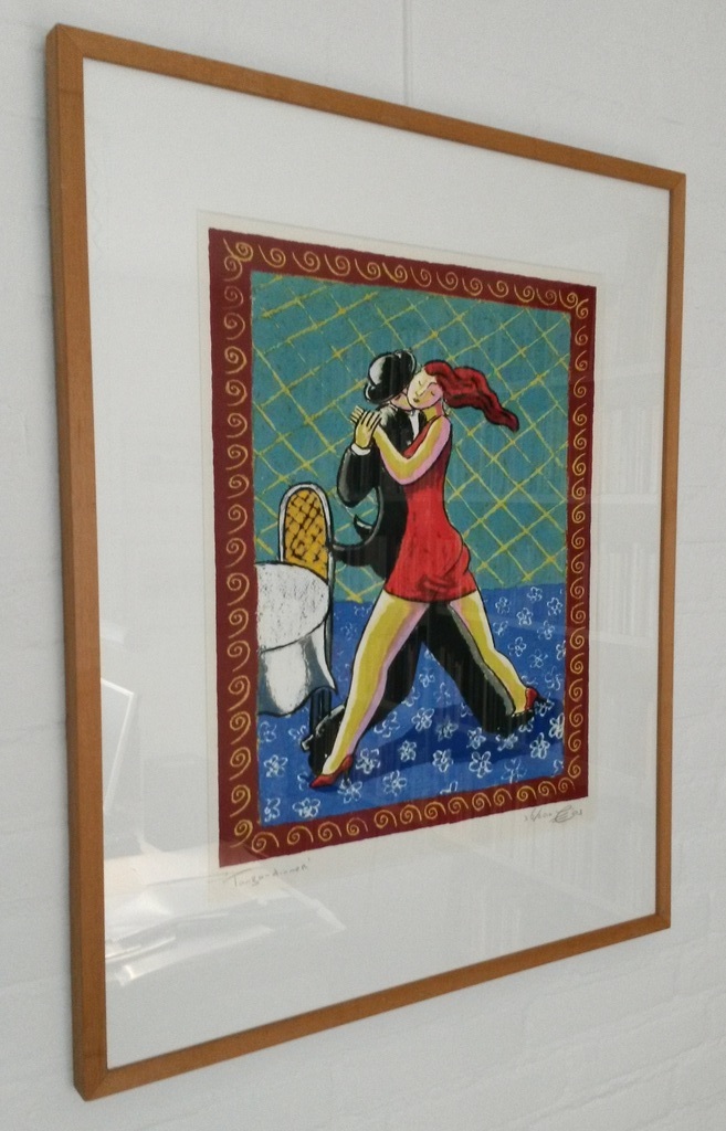 Jacques Tange - zeefdruk - Dinner-tango - ingelijst kopen? Bied vanaf 70!