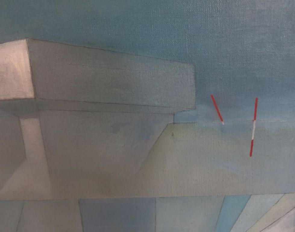 John van der valk, olieverf en potlood op doek: Bunkers - ingelijst kopen? Bied vanaf 1!