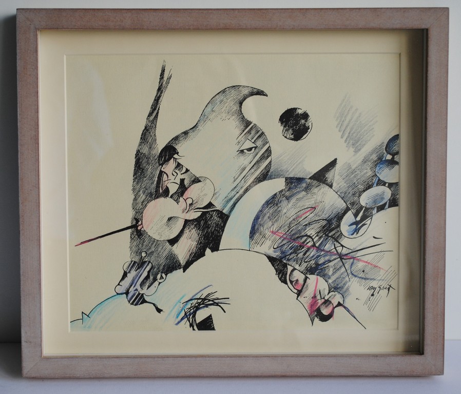 Pierre van Soest - zeefdruk (ingekleurd) - begin jaren '80 - ingelijst kopen? Bied vanaf 25!