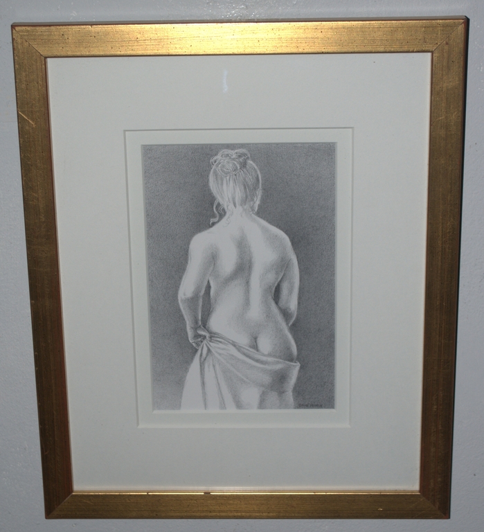 Potloodtekening naakte vrouw - gesigneerd en ingelijst kopen? Bied vanaf 50!