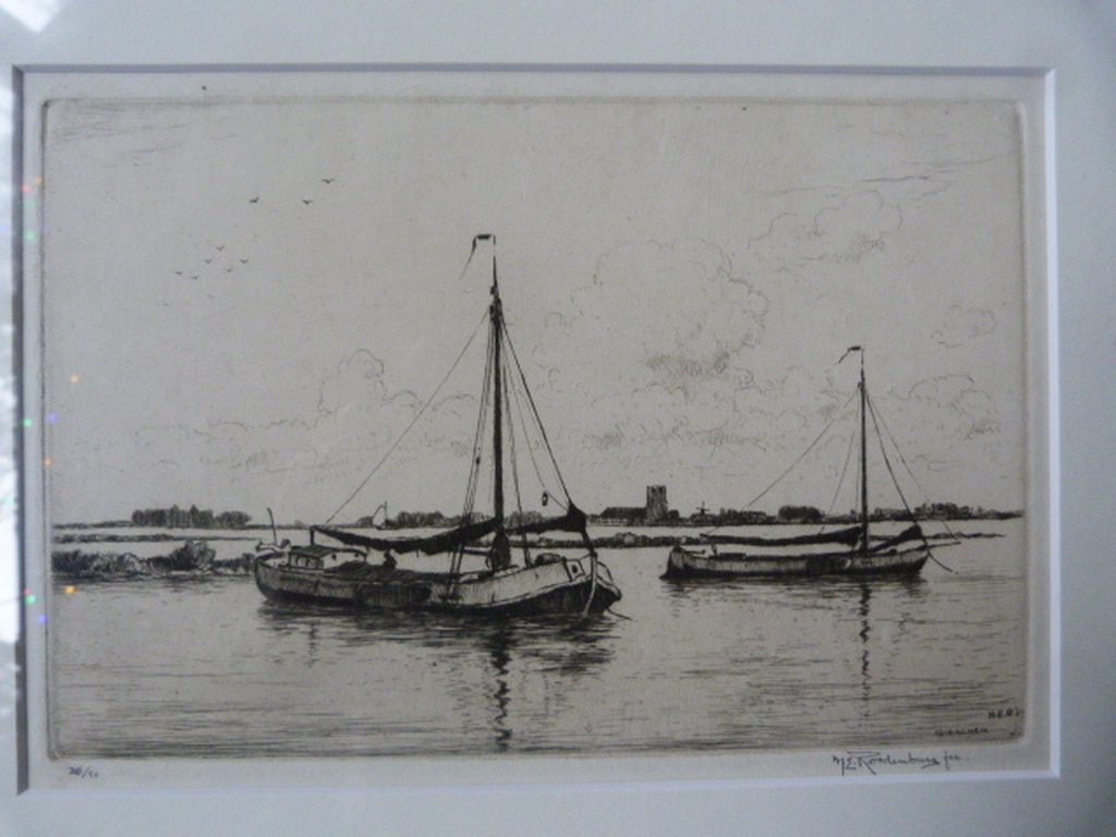 H.E. Roodenburg ( 1895 - 1987 ) - Schuitjes op de Merwede te Gorinchem verkocht voor € 55!