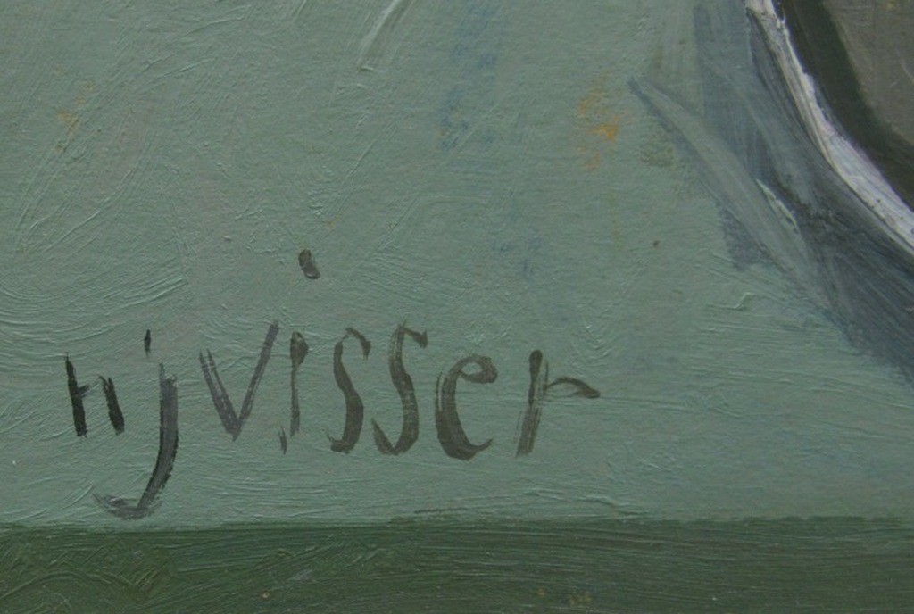 Hendrik Jan Visser - MOK MET SCHOTEL - Acryl op papier kopen? Bied vanaf 1!