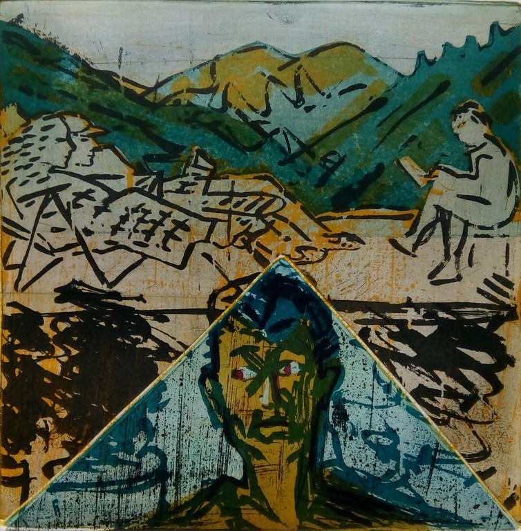 Cees Landsaat - zelfportret uit 1983 (ets uit oplage van 20) verkocht voor € 35!