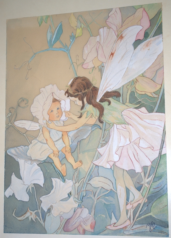 AQUAREL VAN ELFEN EN BLOEMEN verkocht voor € 40!