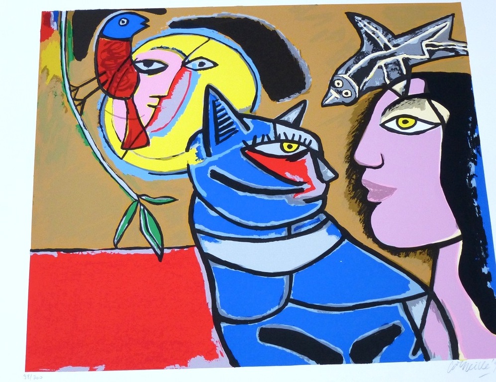 Corneille, grote zeefdruk: Yeux D'agathe, handgesigneerd en genummerd, 1996 verkocht voor € 455!