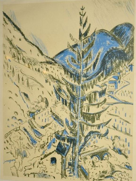 Jan Wiegers: Litho Berglandschap, ingelijst verkocht voor € 40!