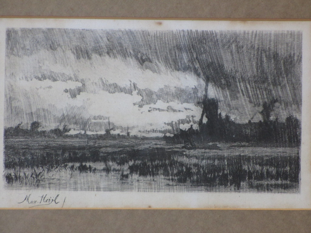 Marinus Heijl, Regen over de polder, Ets verkocht voor € 40!