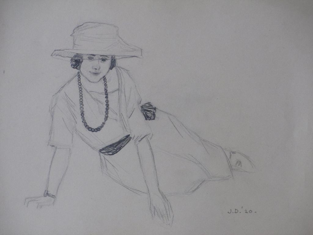 Jacob Dooijewaard, Zittende dame met hoed, Tekening kopen? Bied vanaf 35!