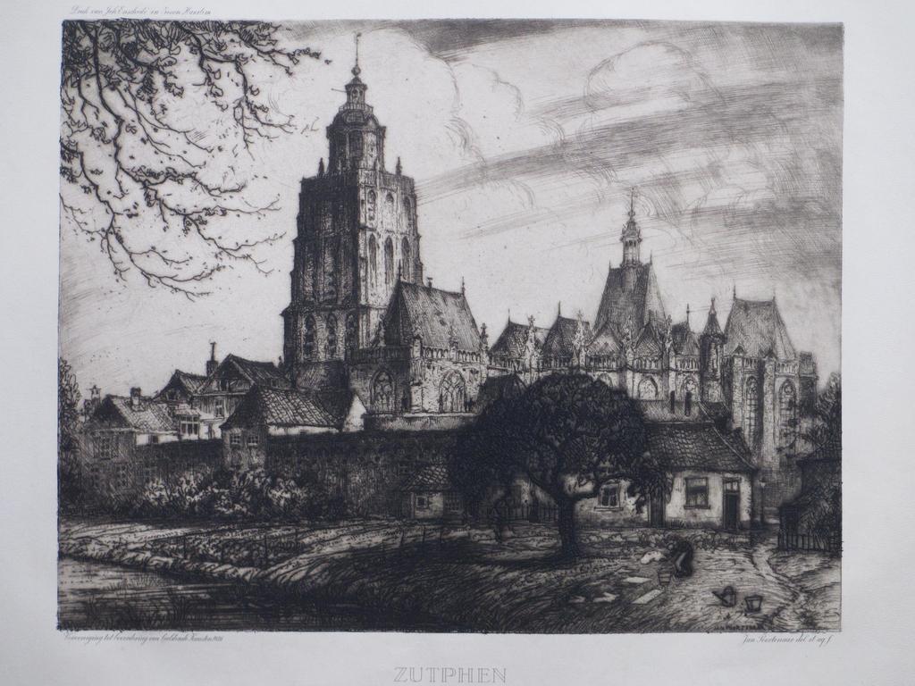 Jan Poortenaar, Gezicht op Zutphen, Ets kopen? Bied vanaf 1!