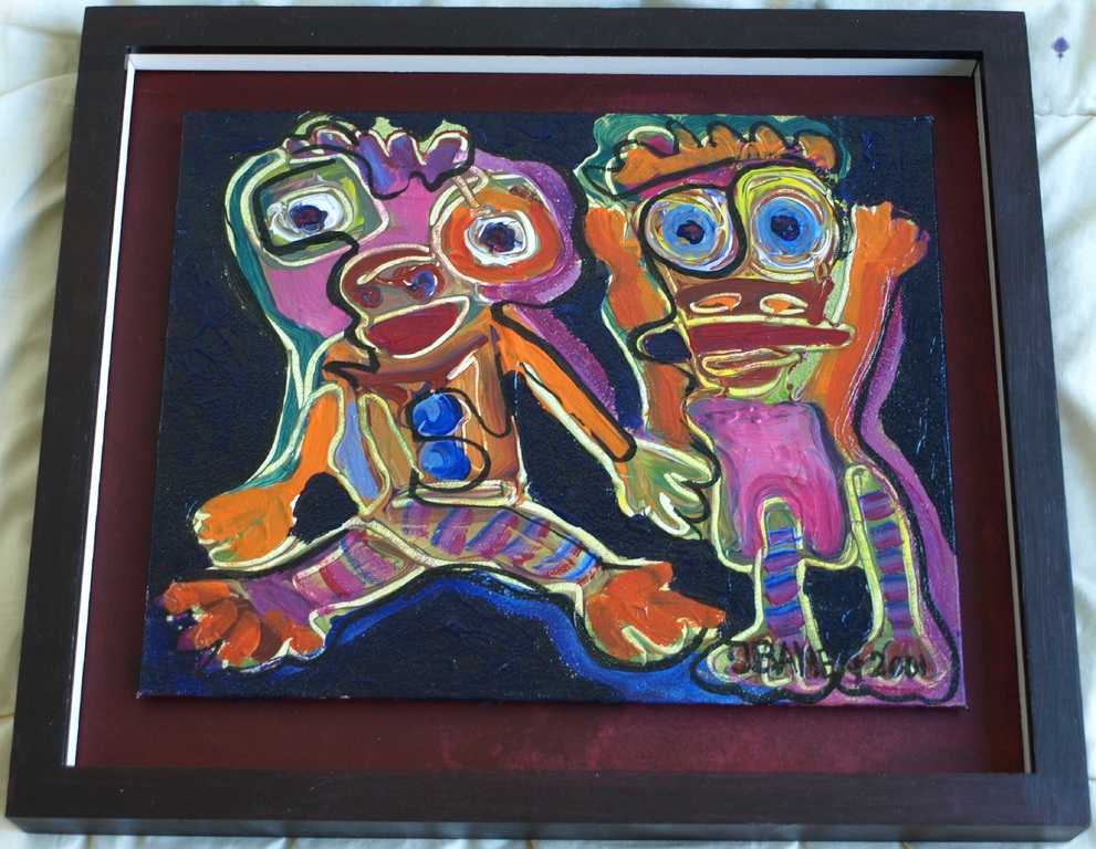 Jasper Banen (1962) : olieverf op board – Vrolijk – gesigneerd & ingelijst –2001 vendu pour 65€ !