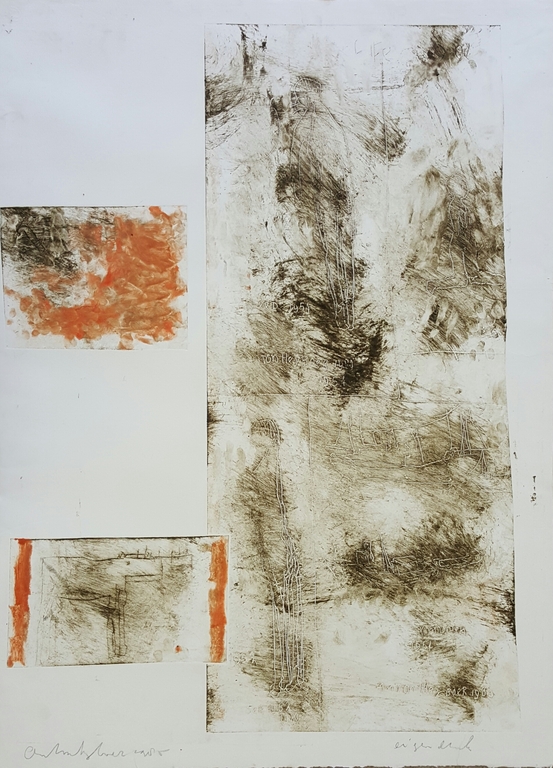 Anton Heyboer, ets Rolstenen 1985 GROOT werk kopen? Bied vanaf 400!