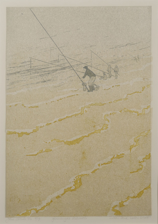 Joke Struik: Gemengde druktechnieken, Waar land water wordt - Ingelijst verkocht voor € 41!