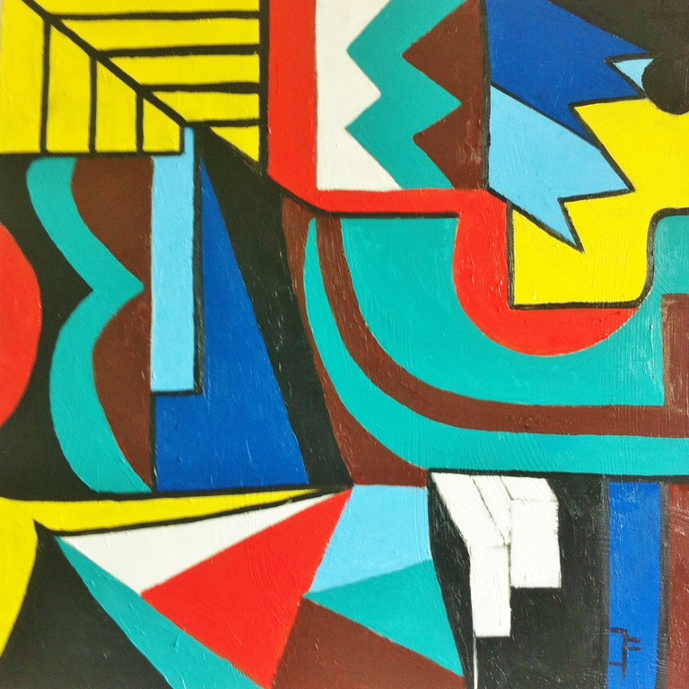 "Multi C Geom..." John Foppen - Olieverf op 3D Canvas - Unica- 2016. kopen? Bied vanaf 229!