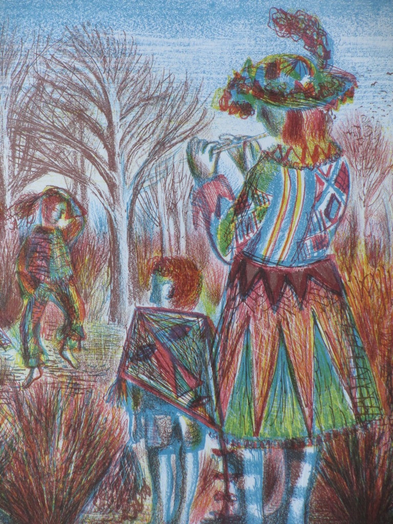 Kees Andrea, De fluitspeelster, Kleurenlitho kopen? Bied vanaf 35!