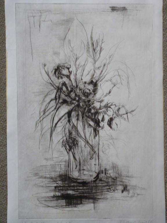 William D. (Dirkje) Kuik - ets - Verdorde bloemen verkocht voor € 60!