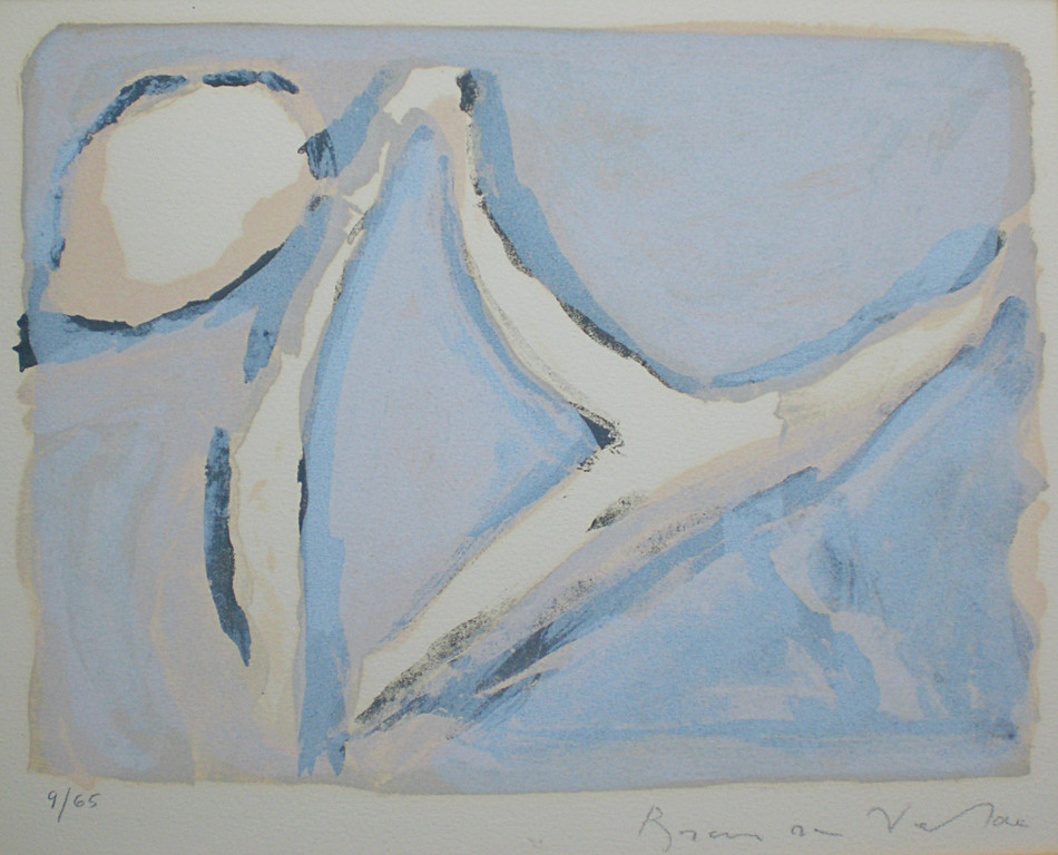 Bram van Velde: Zonder titel, handgesigneerde 4 kleuren litho (ingelijst) verkocht voor € 245!